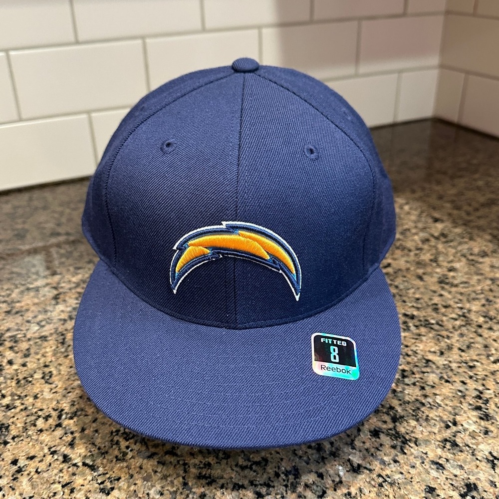Los Angeles Chargers Reebok Fitted Hat Baseball Cap Men Size 8 Blue Wool